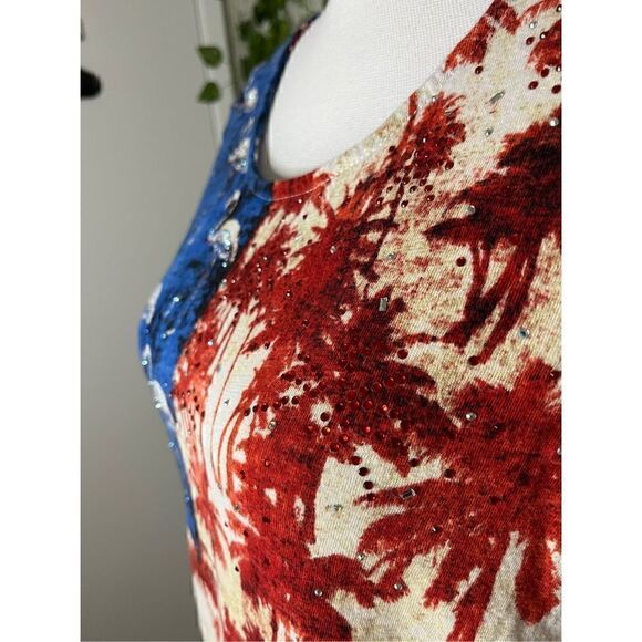 Onque Casual Blue & Red Summer Vibes Short Sleeve Tee Top Size PM - Picture 4 of 6